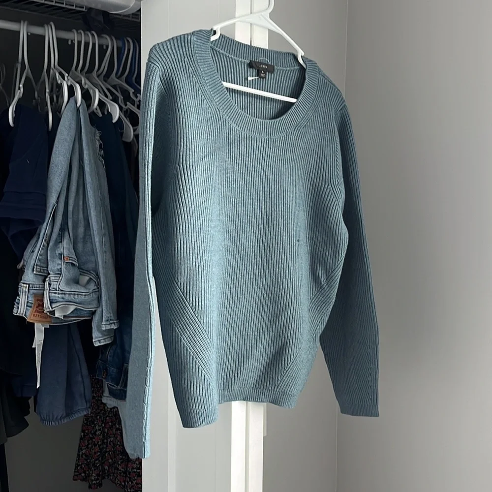 J. Crew Knit Dusty Blue Sweater, NWOT w/ flaws